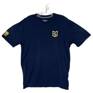 Lincoln Outfitters Strong Tshirt Mens Medium Blue Flag Gun
